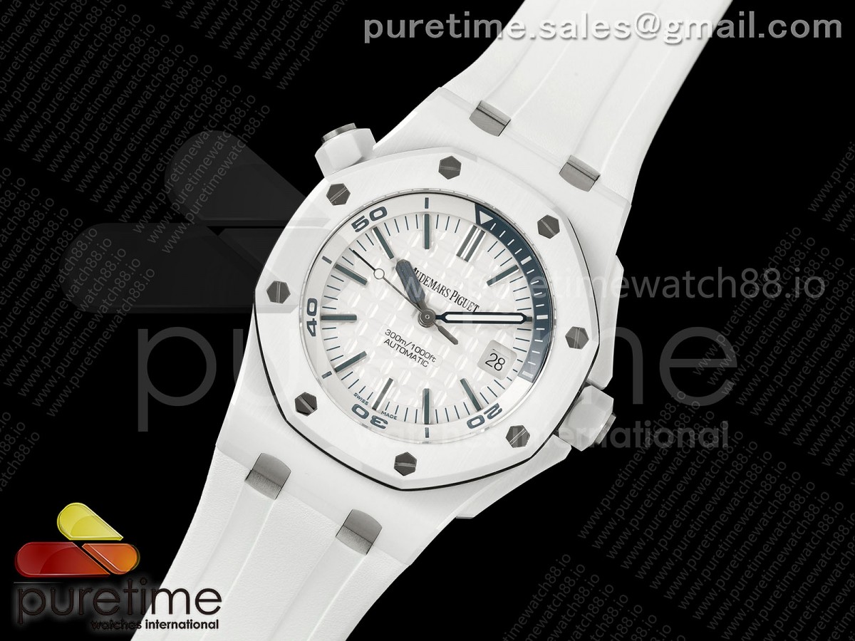 Royal Oak Offshore Diver 15707 White Ceramic JF 1:1 Best Edition SA3120 Super Clone