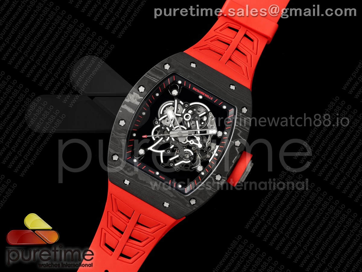 RM055 NTPT/Ti Mille Studio 1:1 Best Edition Black/Red Inner Bezel on Red Rubber Strap Vaucher RMUL2 Free Sprung (Custom Case Set)