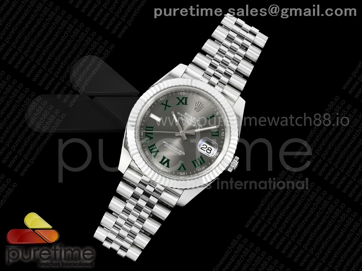 DateJust 41 126334 904L SS RGF 1:1 Best Edition Gray Dial Green Roman on Jubilee Bracelet JH3235 (Free Sprung)