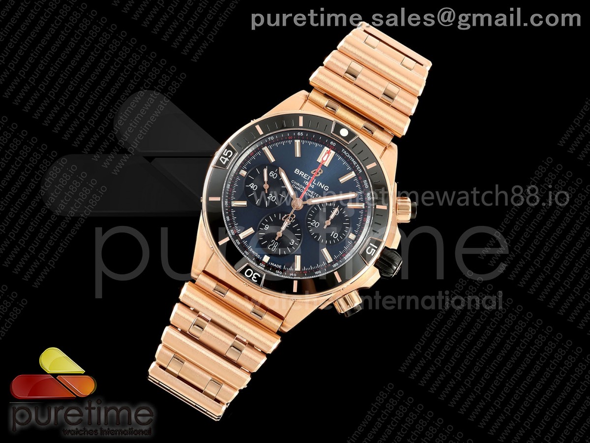 Super Chronomat B01 44 RG TF 1:1 Best Edition Blue Dial on RG Bracelet A7750