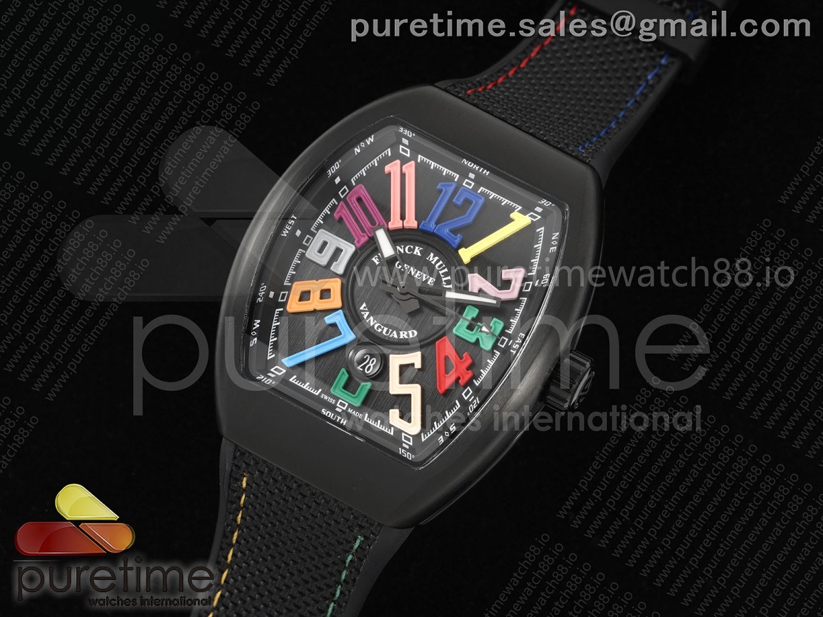 Vanguard V45 PVD ABF Best Edition Black Dial Colors Markers on Black Nylon Strap A2824