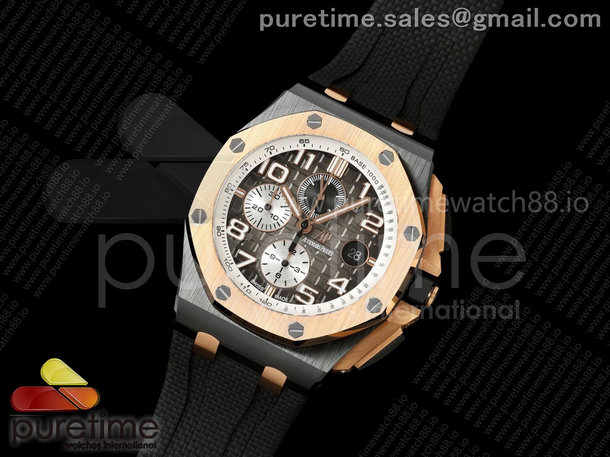 Royal Oak Offshore 44mm Black Ceramic RG Bezel JF 1:1 Best Edition Brown Ombre Dial on Rubber Strap A3126