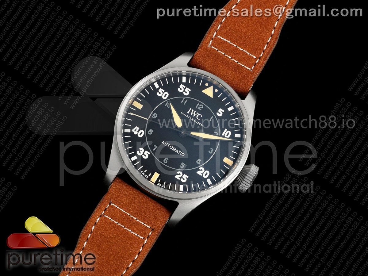 Big Pilot 43 Spitfire IW329701 M+F 1:1 Best Edition on Brown Leather Strap 8N24
