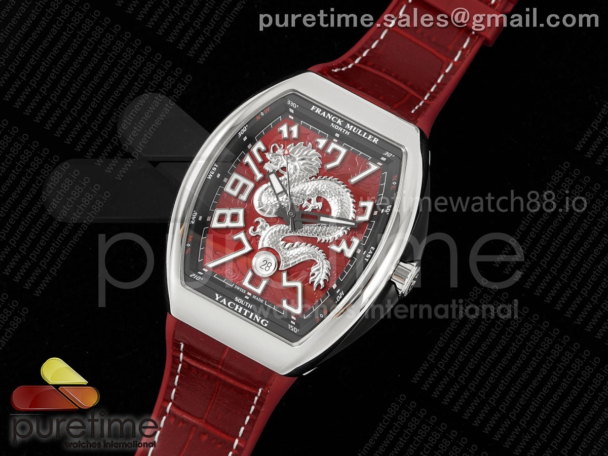 Vanguard V45 SS ABF Best Edition Silver Dragon Dial on Red Gummy Strap A2824