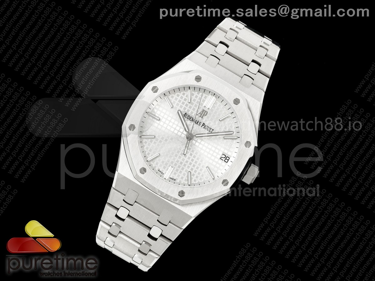 Royal Oak 15500 SS OCTA 1:1 Best Edition White Dial on SS Bracelet JH4302 Super Clone (Free Sprung)
