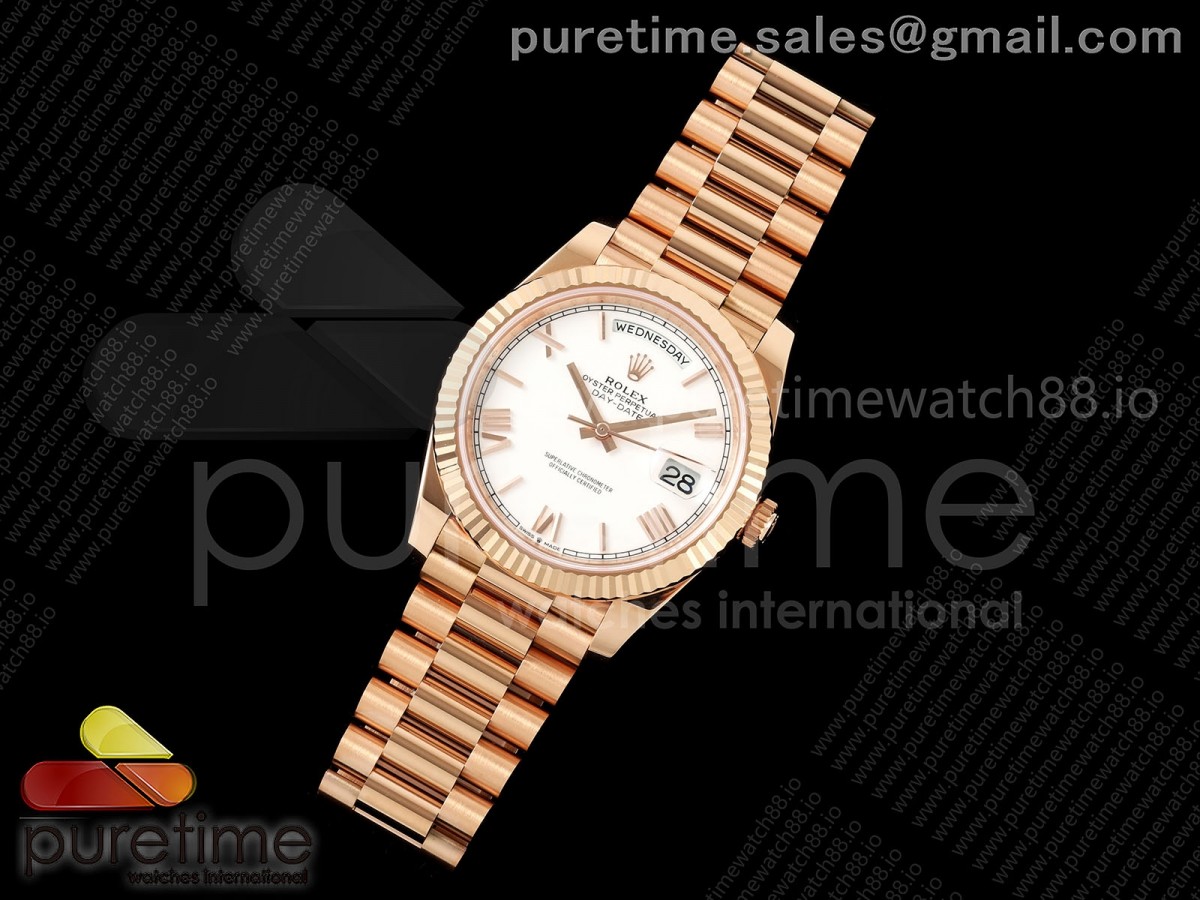 Day Date 40 RG RGF 1:1 Best Edition White Roman Dial on President Bracelet VR3255