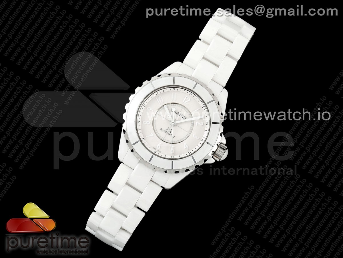 J13 38mm HTF 1:1 Best Edition White Korea Ceramic Cream Dial White Markers on Bracelet A2892