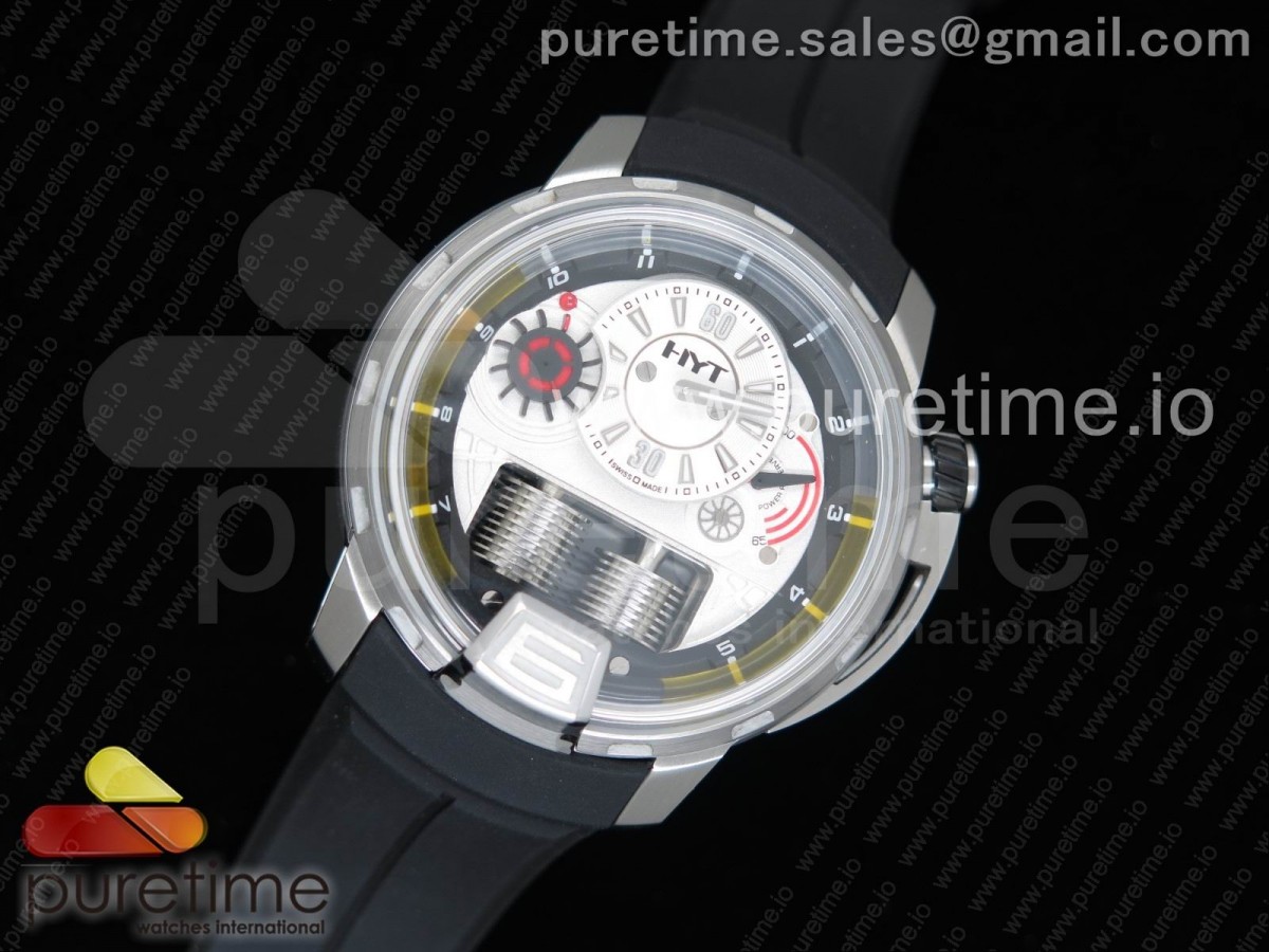 HYT H1 Iceberg SS CYF White and Yellow Dial on Black Rubber Strap Asian HTY Cal.101