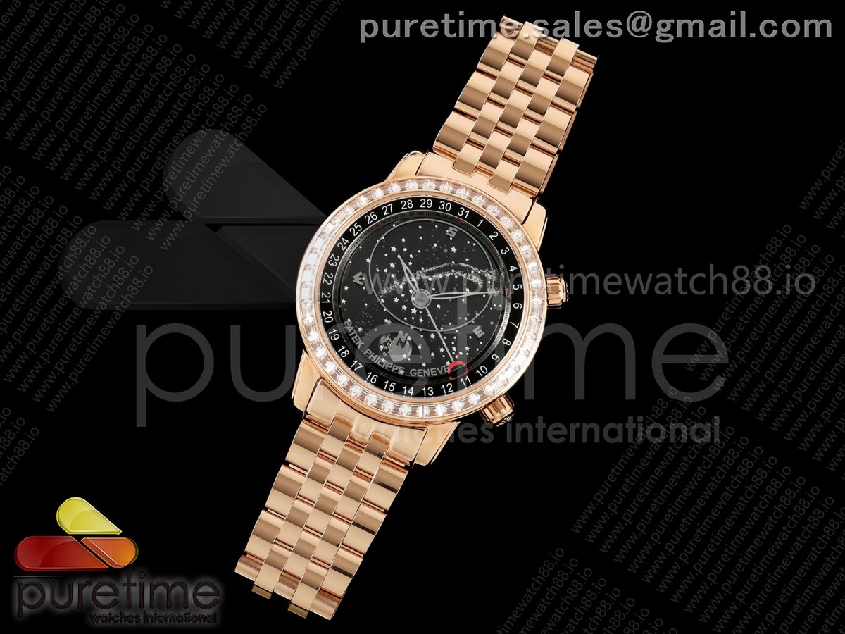 Grand Complications 6102 RG BLSF Best Edition Black Dial Diamonds Bezel on RG Bracelet A240