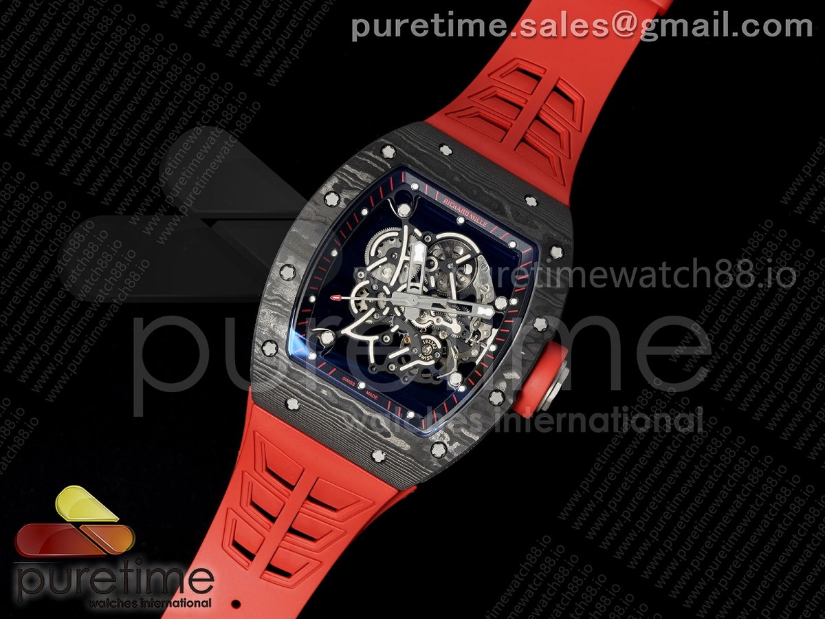 RM055 NTPT/Ti Mille Studio 1:1 Best Edition Black/Red Inner Bezel on Red Rubber Strap RMUL2 Super Clone (Custom Case Set)
