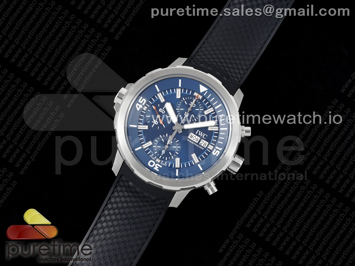 Aquatimer Chrono SS V6SF 1:1 Best Edition Blue Dial on Black Rubber Strap A7750