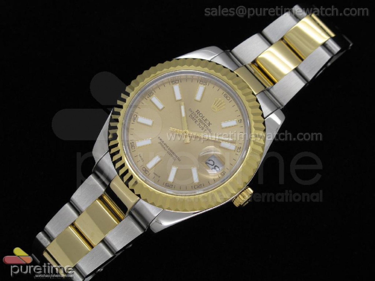 Date Just II 41mm SS/YG Gold Dial Stick Marker SS/YG Oyster Bracelet