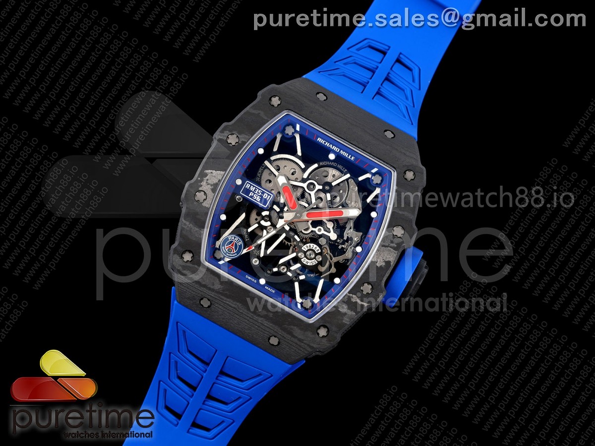 RM35-01 NTPT PSG ZF 1:1 Best Edition Skeleton Dial on Blue Rubber Strap RMUL3 Super Clone