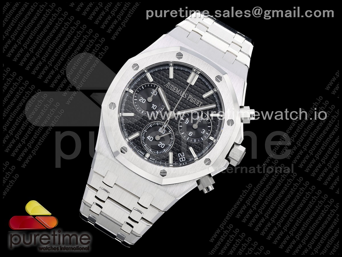 Royal Oak Chrono 26240 SS ZF 1:1 Best Edition Black Dial on SS Bracelet SA4401 Super Clone V2 (Free Sprung)