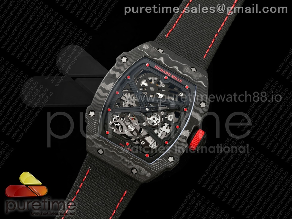 AVF RM67-02 Black NTPT Black/Red Skeleton Dial on Black Velcro Strap CRMA7 Clone V2