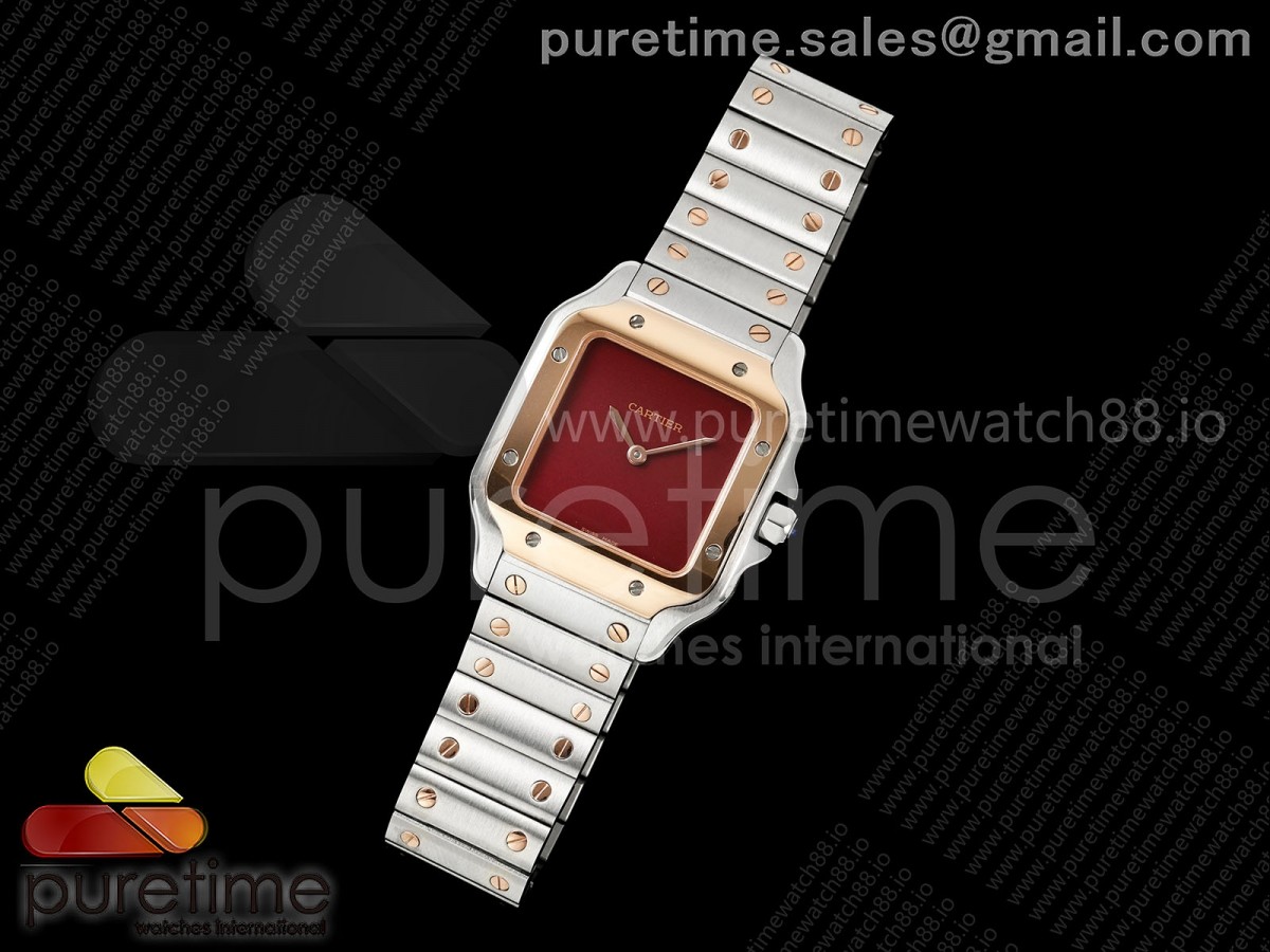 Santos 27mm SS/RG 8848F 1:1 Best Edition Red Dial on SS/RG Bracelet Quartz