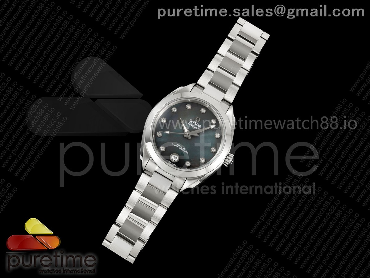 Aqua Terra Shades 34mm SS VRSF Best Edition Dark Green Diamonds Dial on SS Bracelet A8800