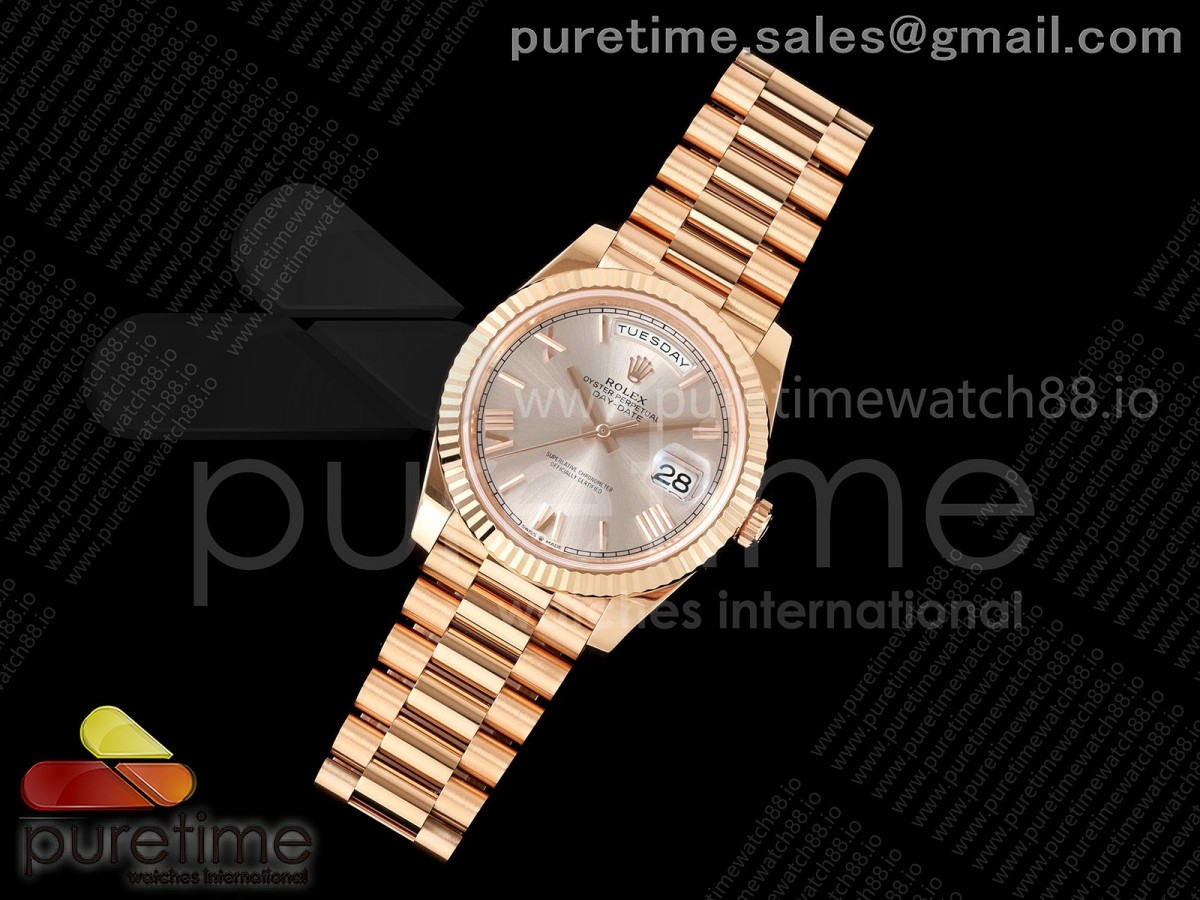Day Date 40 RG RGF 1:1 Best Edition RG Roman Dial on President Bracelet VR3255
