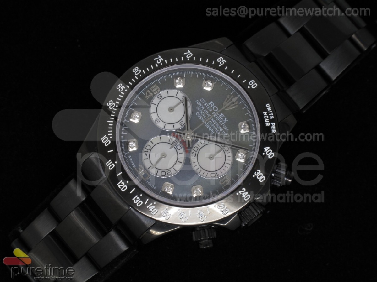 Daytona Project PVD Gray Dial Diamonds Markers on PVD Bracelet A7750