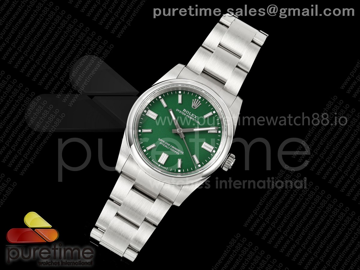 Oyster Perpetual 126000 36mm QF 1:1 Best Edition 904L Steel Green Dial JH3230 Free Sprung