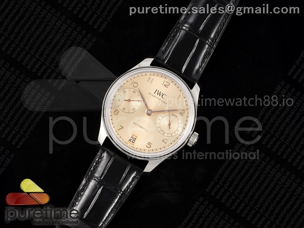 Portugieser Automatic 42mm SS APSF 1:1 Best Edition RG Dial on Black Leather Strap A52010