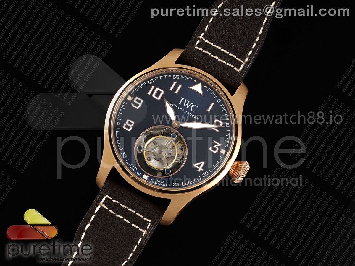 Big Pilot 43 Tourbillon RG RMSF Best Edition Blue Dial on Brown Leather Strap