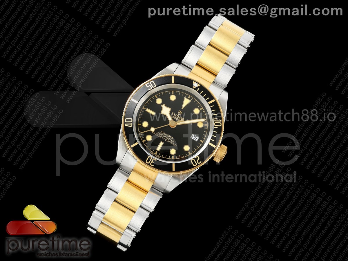 Black bay 41 SS/YG BLF 1:1 Best Edition Black Bezel Black Dial on Rivet Strap A2824