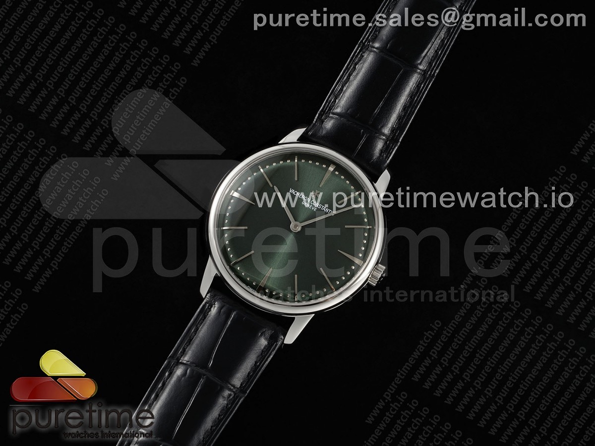 Patrimony SS KZF Best Edition Green Dial on Black Leather Strap MIYOTA 9015