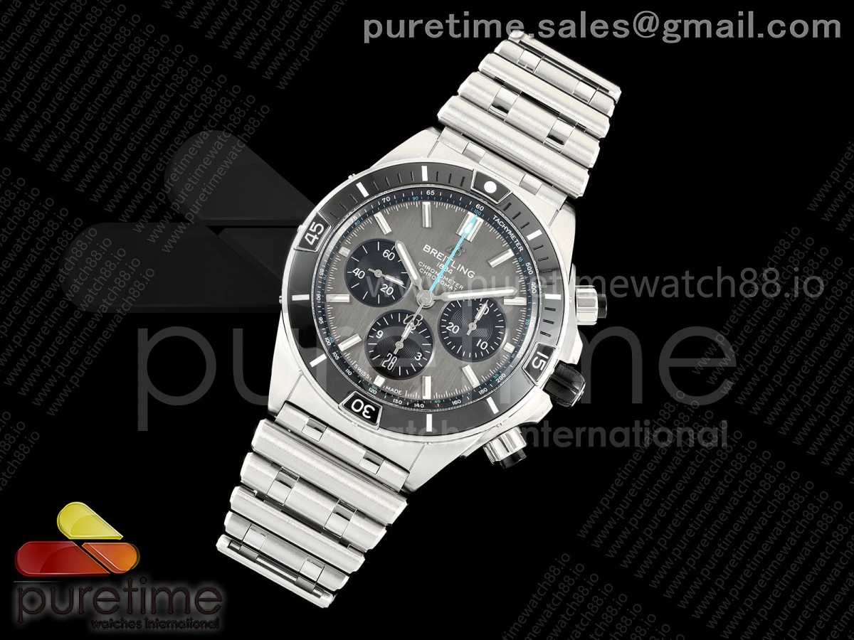Super Chronomat B01 44 SS TF 1:1 Best Edition Gray Dial on SS Bracelet A7750