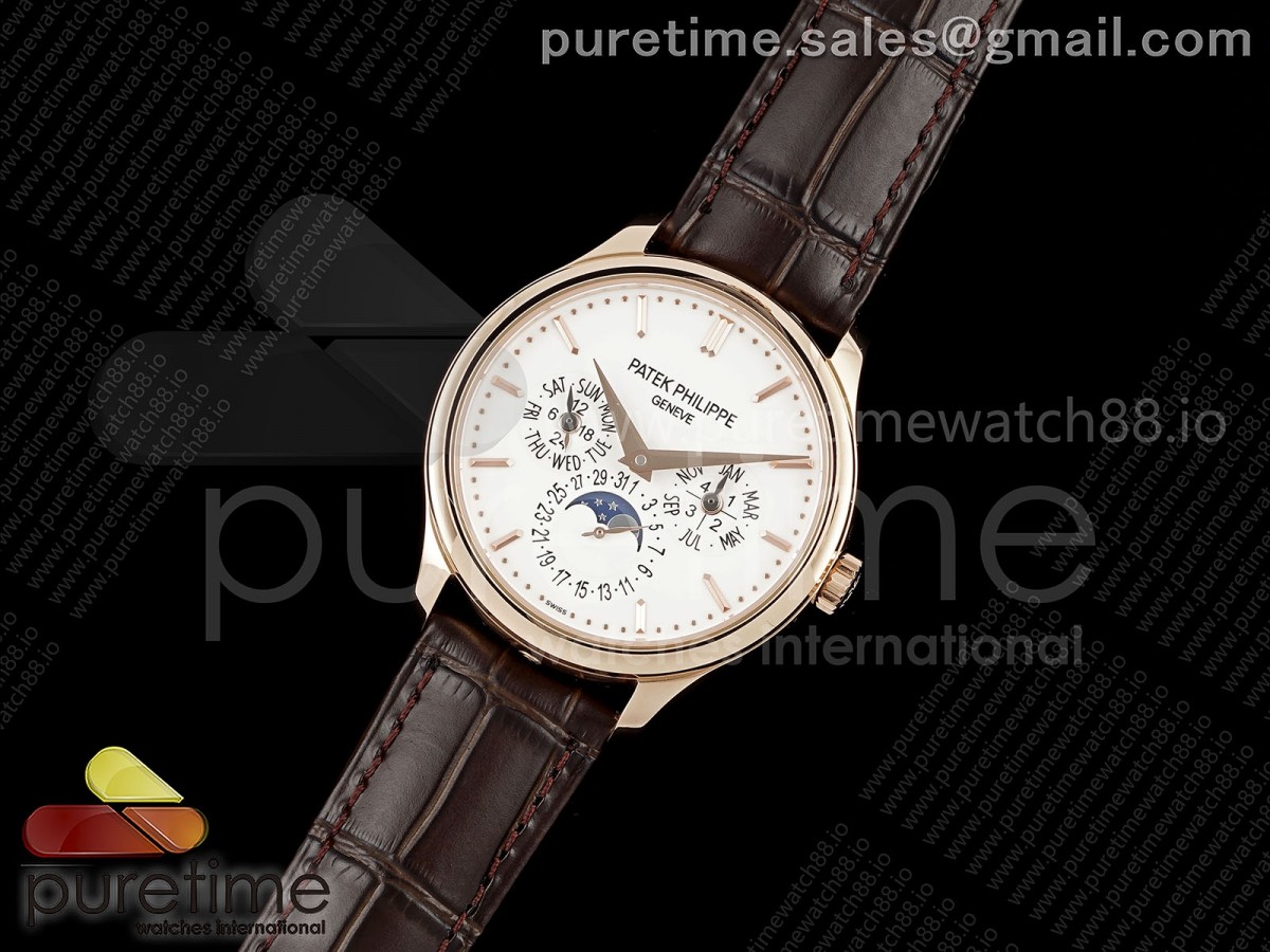 Perpetual Calendar 5140 RG 3KF Best Edition White Dial on Brown Leather Strap A240