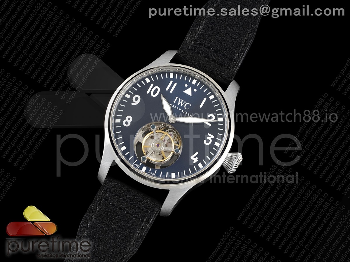 Big Pilot 43 Tourbillon SS RMSF Best Edition Blue Dial on Black Leather Strap