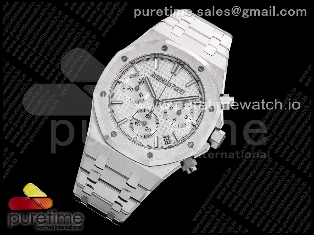 Royal Oak Chrono 26240 SS ZF 1:1 Best Edition White Dial on SS Bracelet SA4401 Super Clone V2 (Free Sprung)
