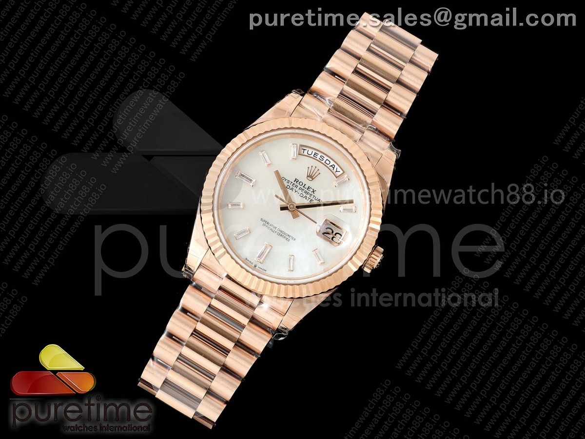 DayDate 40 228235 VSF 1:1 Best Edition White MOP Crystal Dial on President Bracelet VS3255 V2