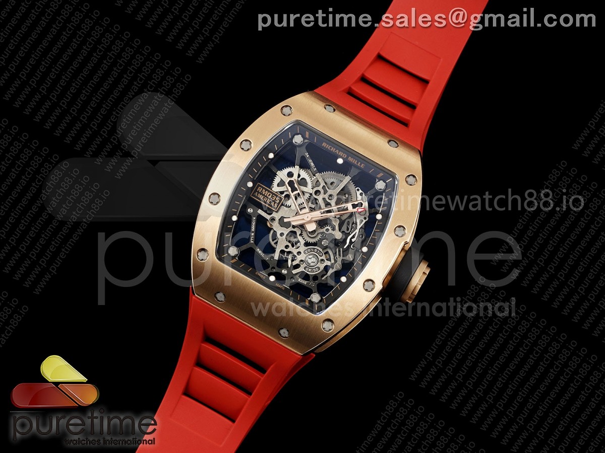 RM035 Americas RG SONIC 1:1 Best Edition Skeleton Dial on Red Rubber Strap Clone RMUL1