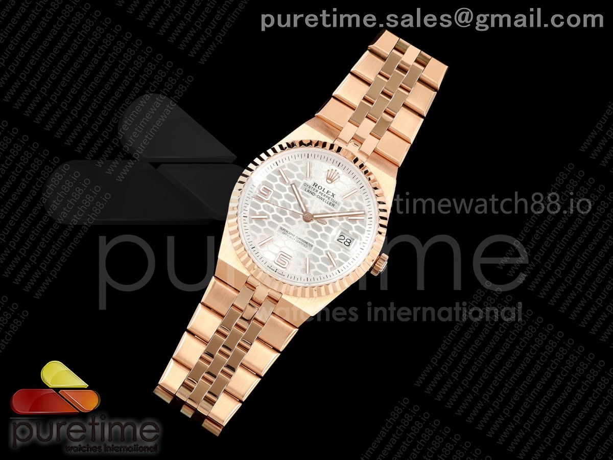 Land Dweller 127335 DIWF Best Edition White Dial on RG Bracelet A7135