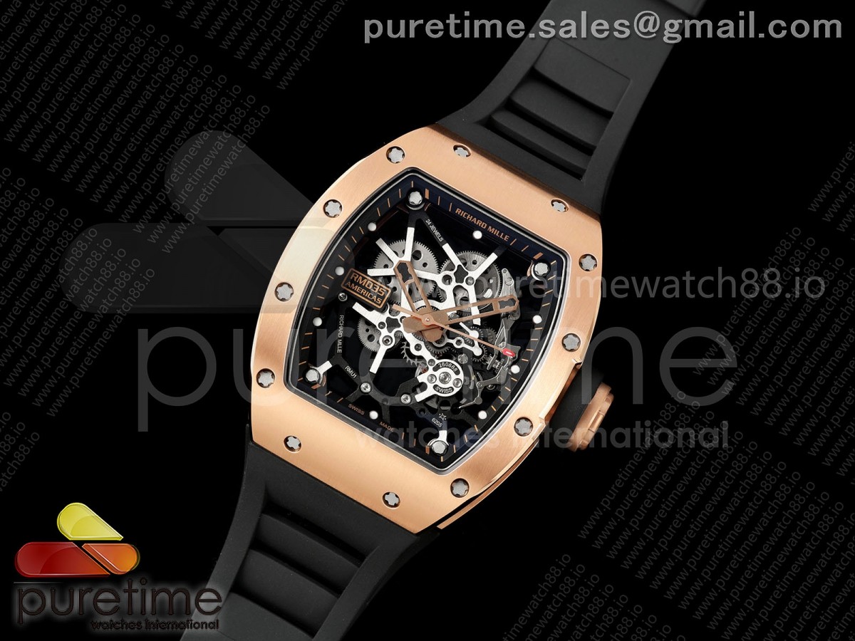 Mille Studio RM035 Americas RG Skeleton Dial on Black Rubber Strap RMUL1 Super Clone Free Sprung