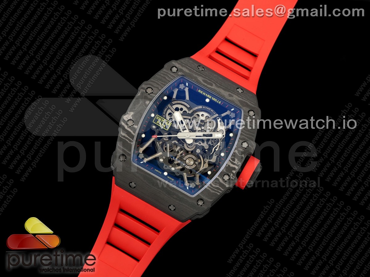 RM035-02 NTPT ZF 1:1 Best Edition Skeleton Dial on Red Rubber Strap RMAL1 Super Clone V6