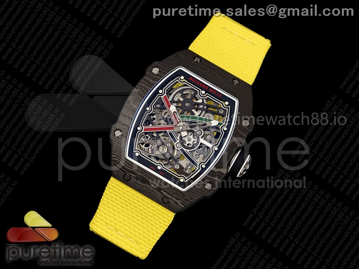 Umi Maker's RM67-02 Black NTPT Black/Green/Red Skeleton Dial on Yellow Nylon strap CRMA7 Clone V2