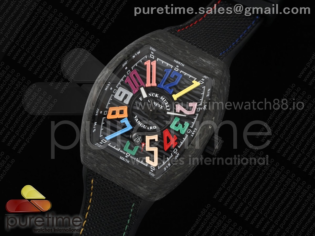 Vanguard V45 Carbon ABF Best Edition Black Dial Colors Markers on Black Nylon Strap A2824