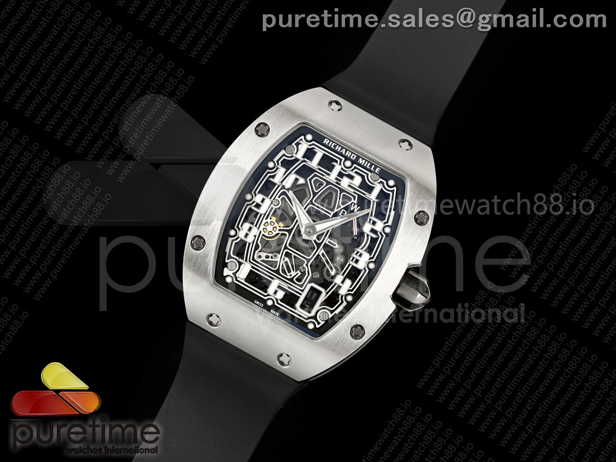 Mille Studio RM67-01 Titanium Skeleton Dial on Black Rubber Strap CRMA6 Clone