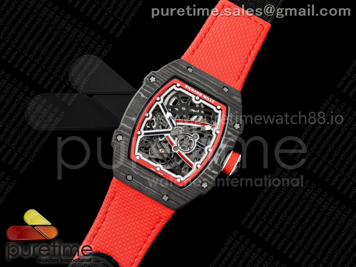 RICH Maker's 1:1 RM67-02 Black/Red NTPT Norway Red/White/Blue Skeleton Dial CRMA7 Super Clone