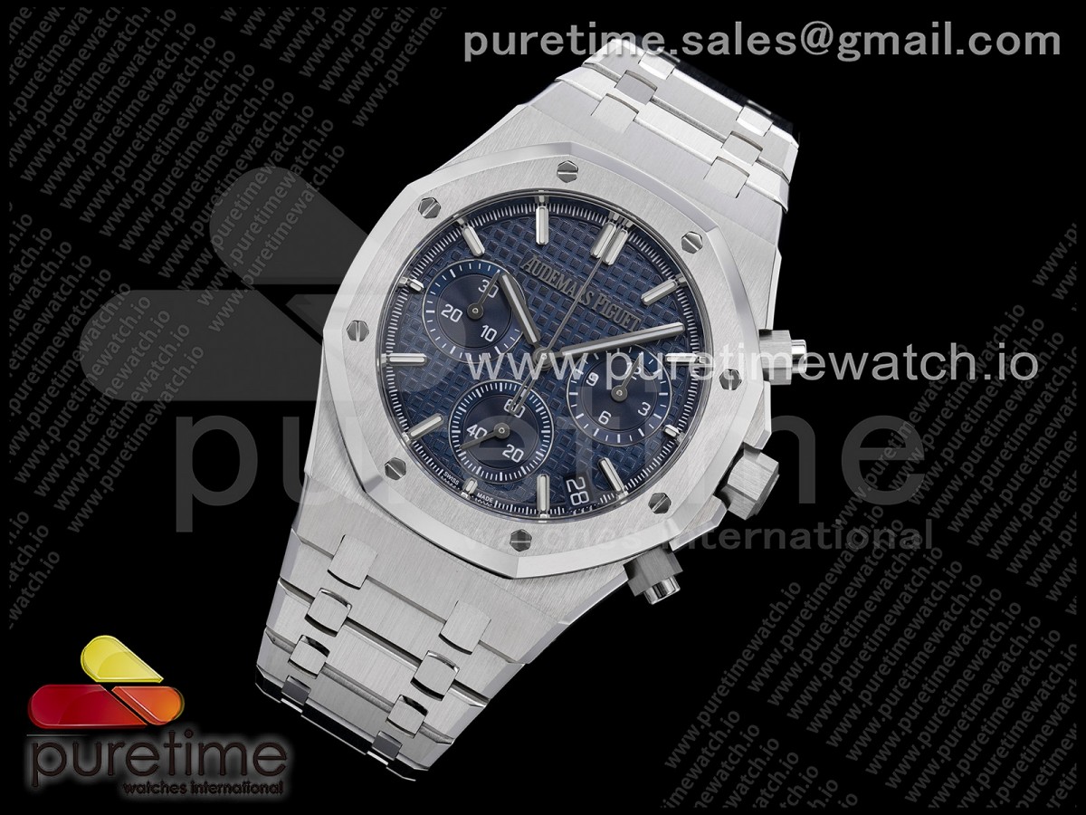 Royal Oak Chrono 26240 SS ZF 1:1 Best Edition Blue Dial on SS Bracelet SA4401 Super Clone V2 (Free Sprung)