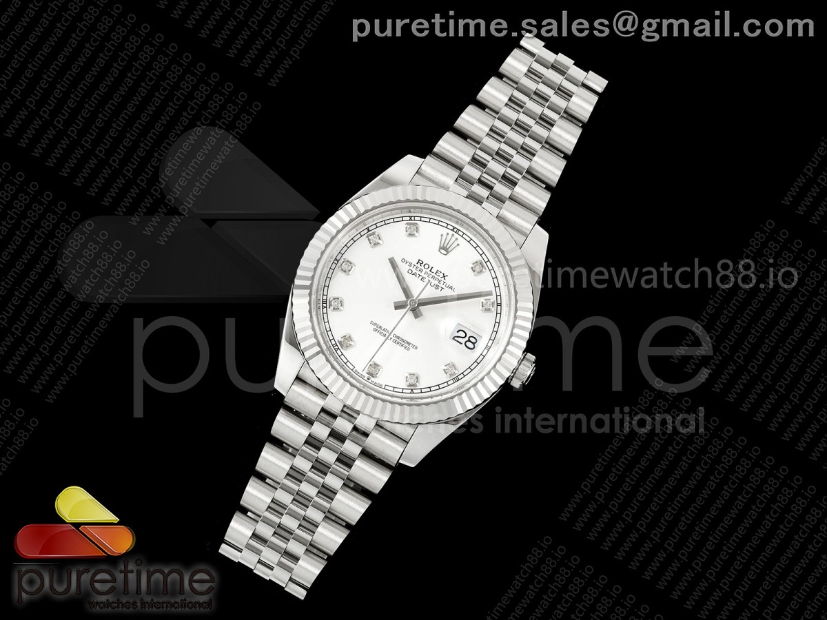 DateJust 41 126334 SS RCF 1:1 Best Edition White Diamonds Dial on Jubilee Bracelet JH3235