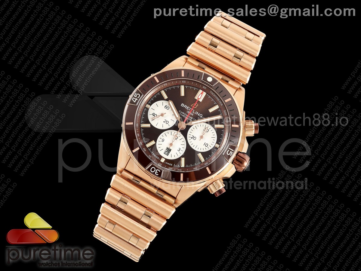 Super Chronomat B01 44 RG TF 1:1 Best Edition Brown Dial on RG Bracelet A7750