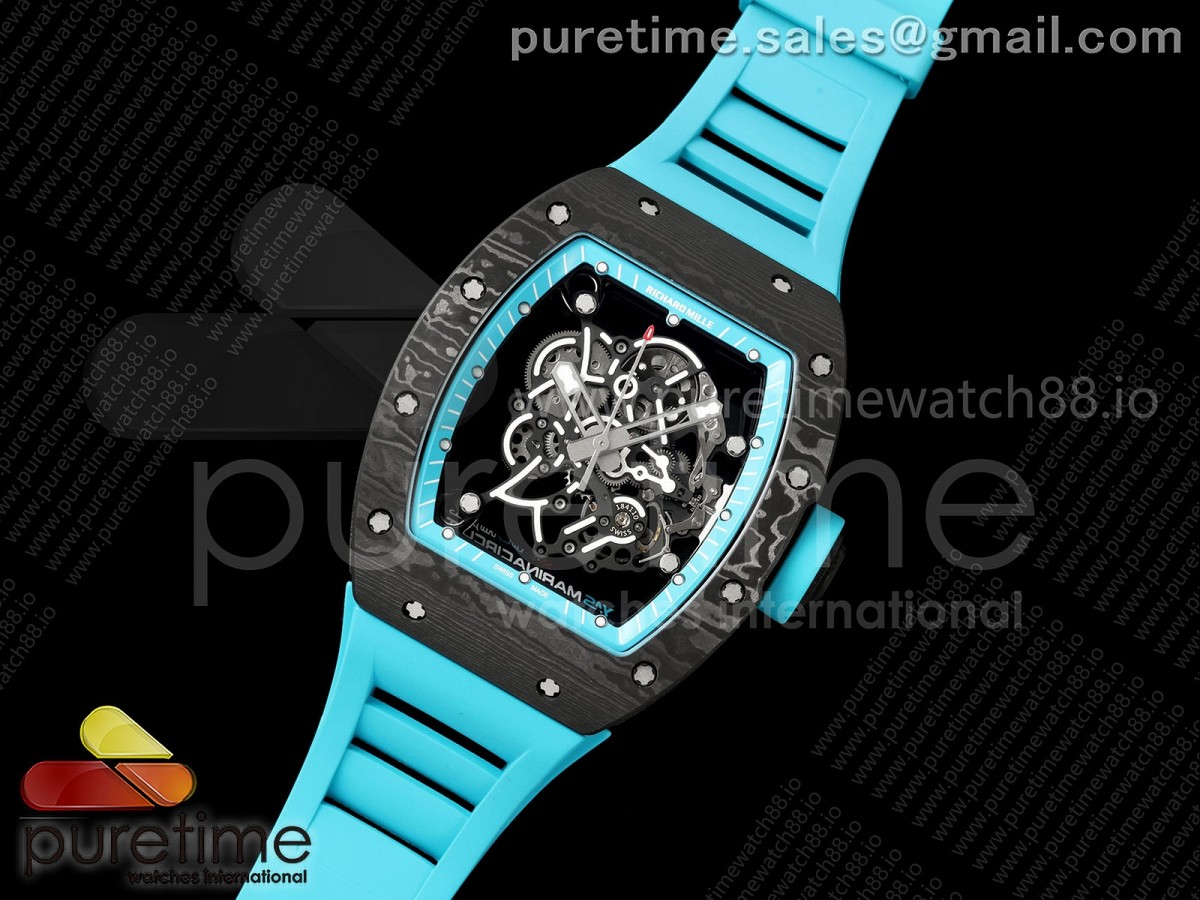 RM055 NTPT Mille Studio 1:1 Best Edition Blue Inner Bezel on Blue Rubber Strap Vaucher RMUL2 Free Sprung (Custom Case Set)