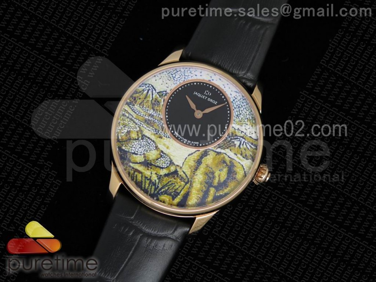 Petite Heure Minute RG Elephant Dial on Black Leather Strap A23J