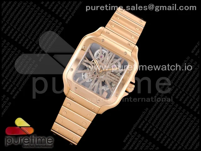 Santos Skeleton RG RICH 1:1 Best Edition Skeleton Dial 9611MC Super Clone (2 Straps) V2